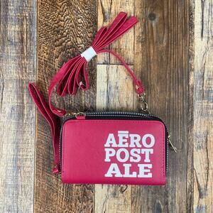 Aeropostale Women's Pink White CrossBody Zipper Wallet Bag